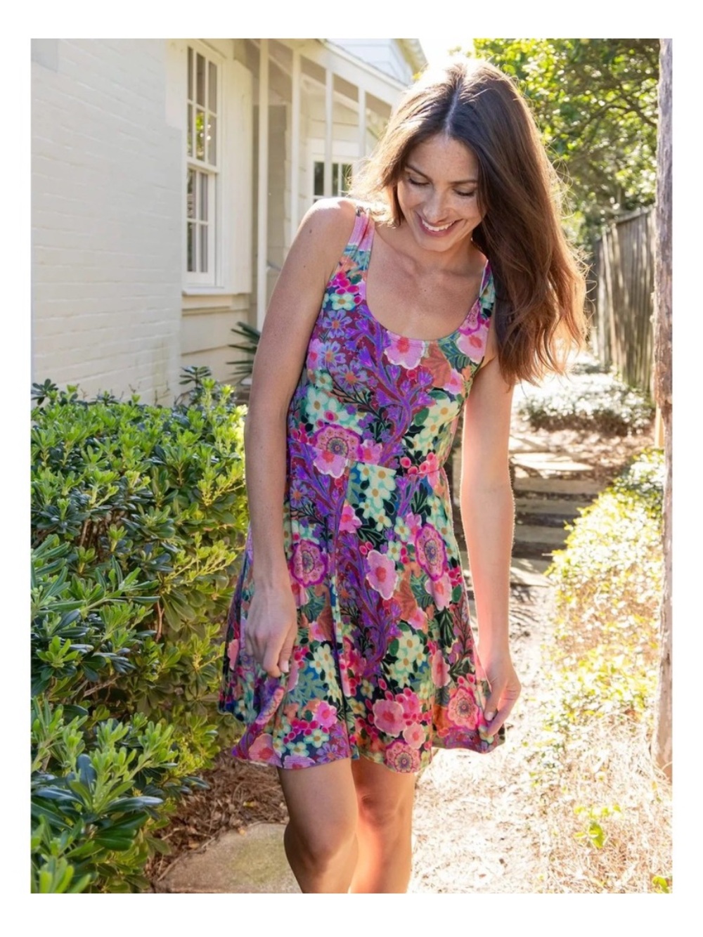 Natural Life Opal ButterSoft Ballet Dress Pink Painted Garden Floral NWT Medium